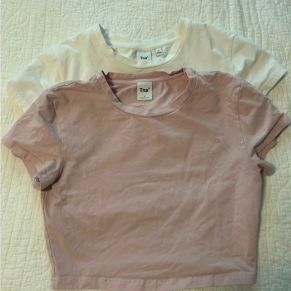 TNA Pink and White Short Sleeve Tees